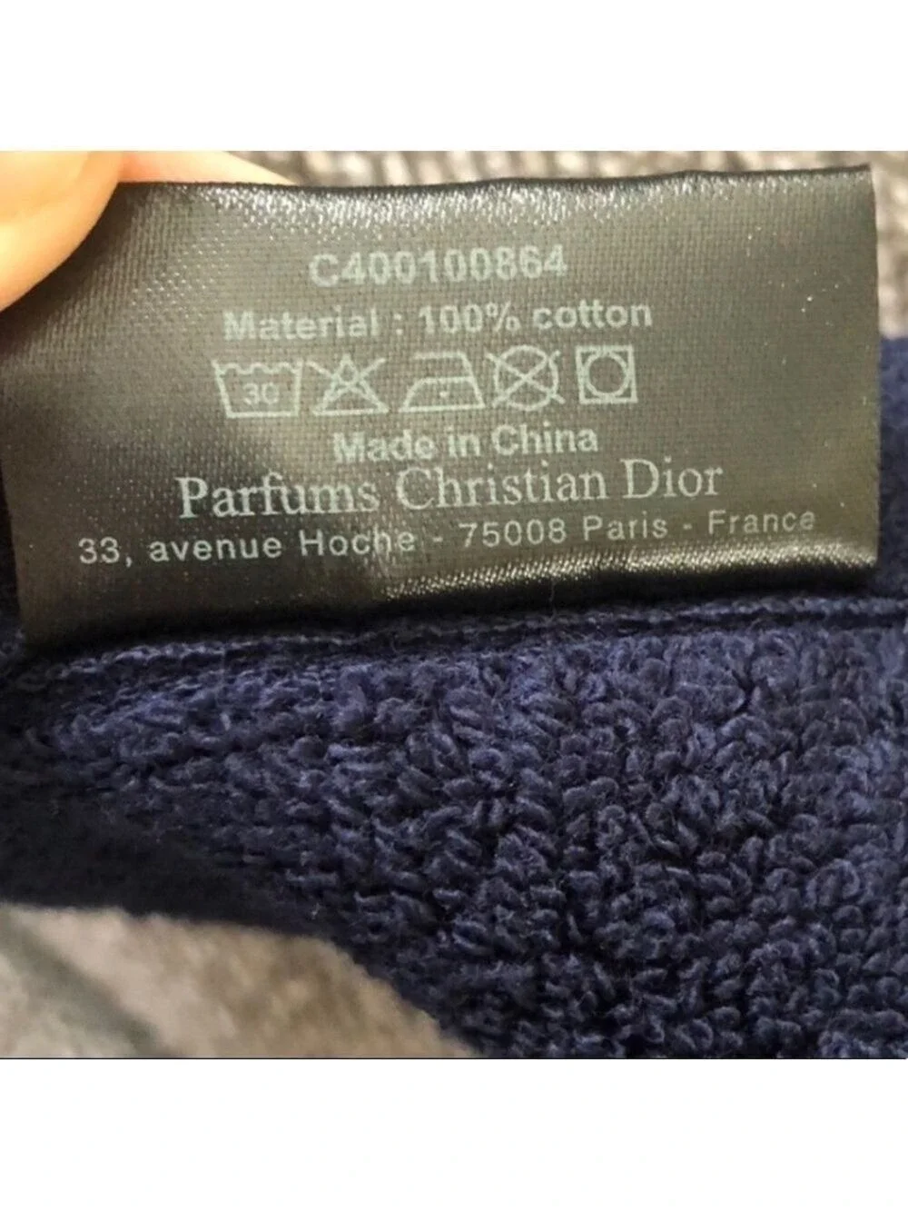 Dior Sauvage Men’s Face Hand Towel Navy Blue Logo Cotton Authentic
